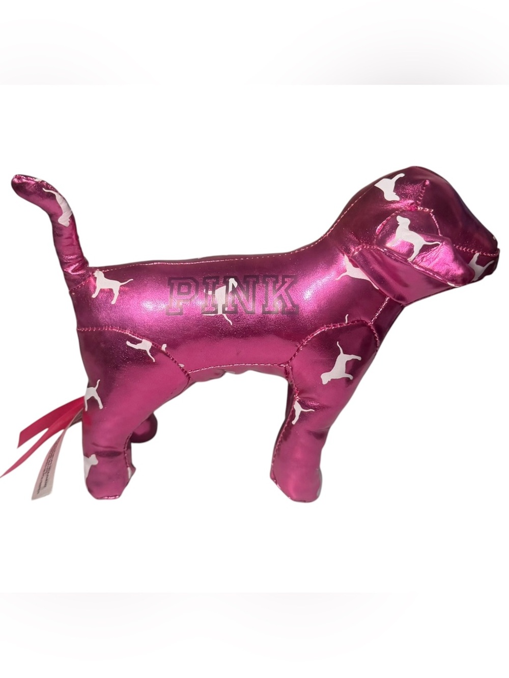 Victoria’s Secret PINK Toy Plush Dog Logo Metallic Pink